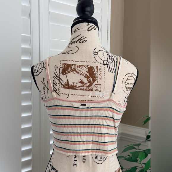 O’Neill Ribbed Knit Striped Cinched Front Crop Top Size XS - Picture 3 of 7